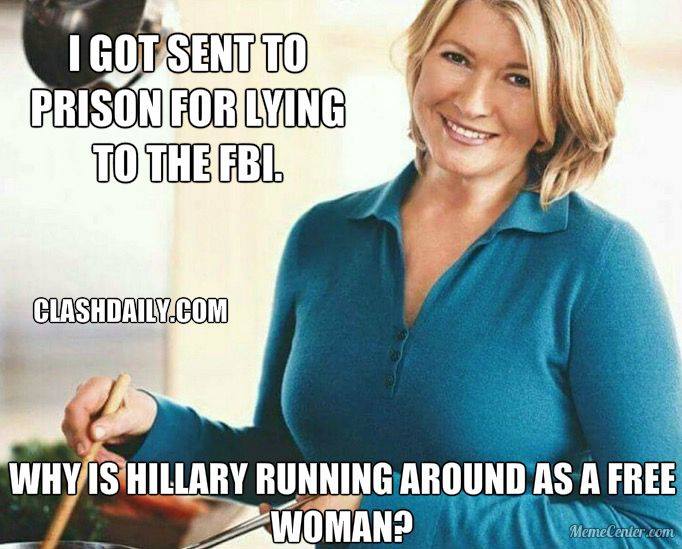 Hillary unfair to Martha Stewart