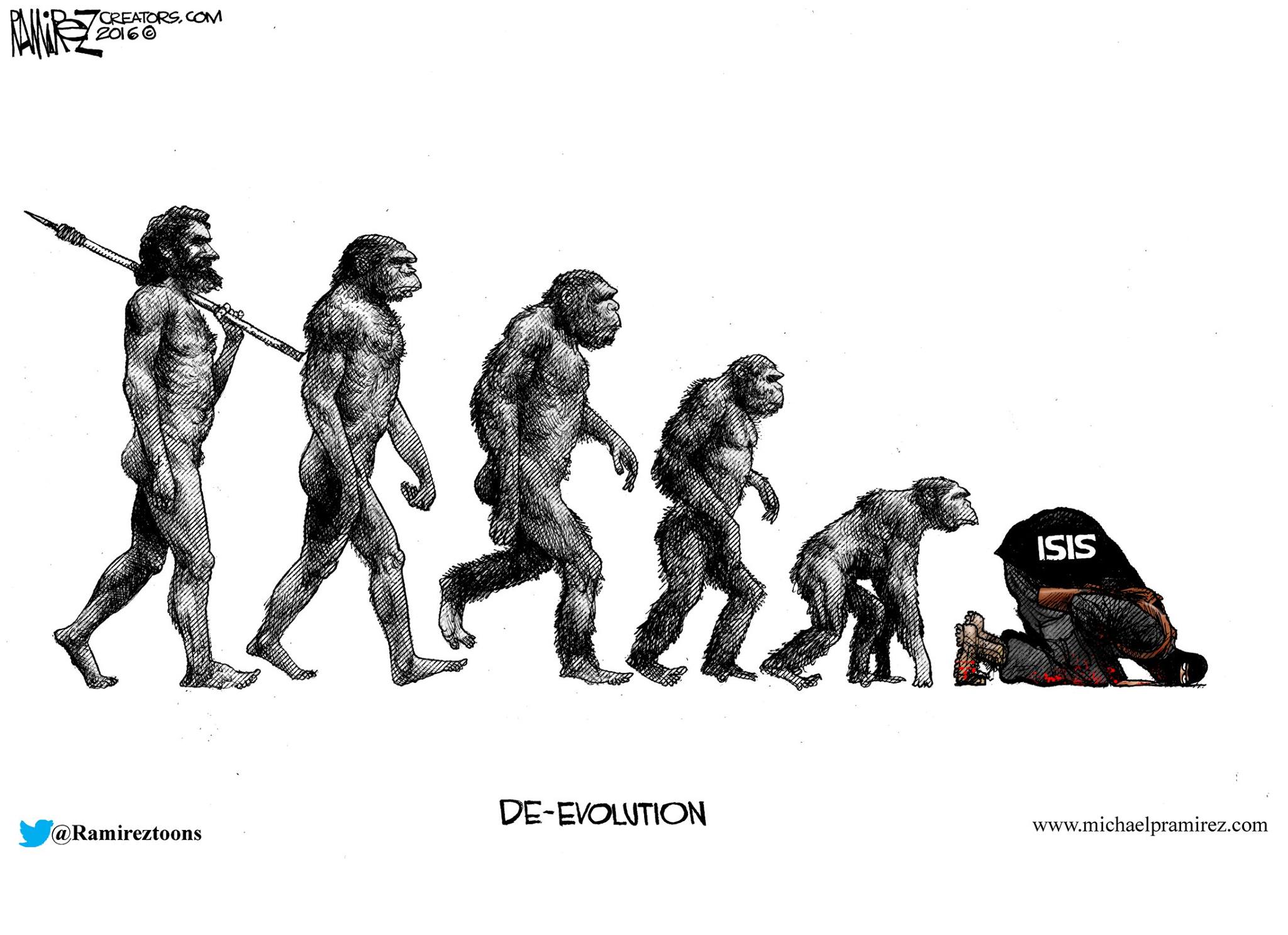 Islam devolution Michael Ramirez cartoon