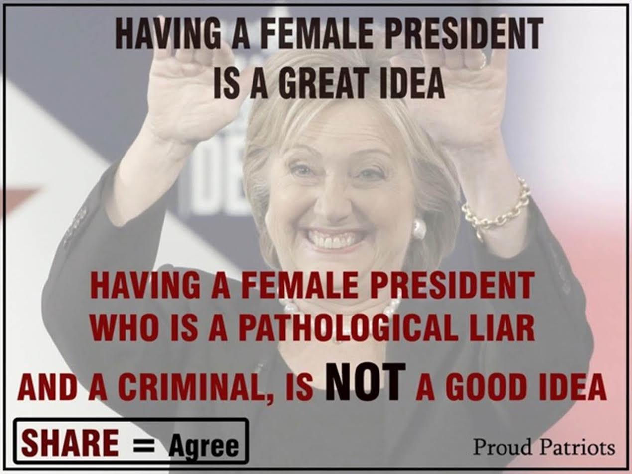 Hillary wrong female for president
