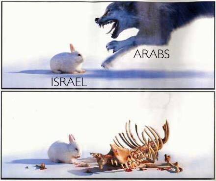 Israel rabbit eats Arab wolf
