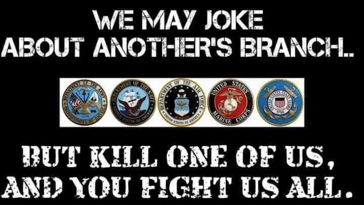 Military jokes but protects other branches