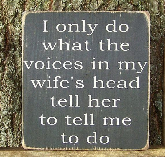 Silly stuff voices in my wife's head