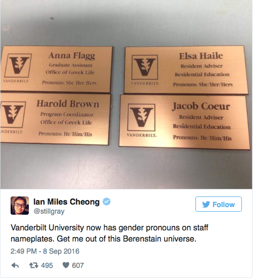 Vanderbilt pronoun name plates