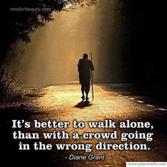 Wisdom walk alone rather than in wrong direction