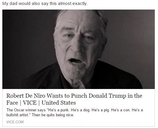 Gloating about Robert De Niro