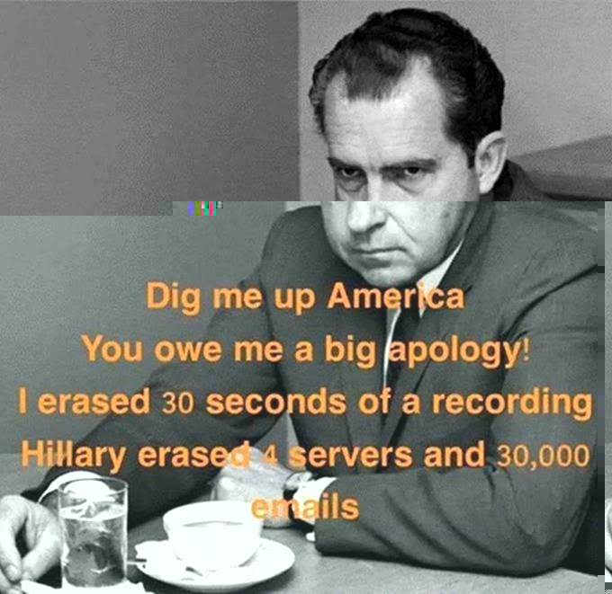 Hillary free Nixon maligned