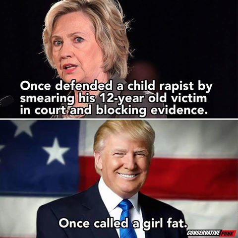 Hillary rape victim Trump fat gal