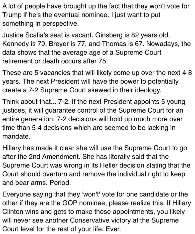 Hillary victory and the Supreme Court