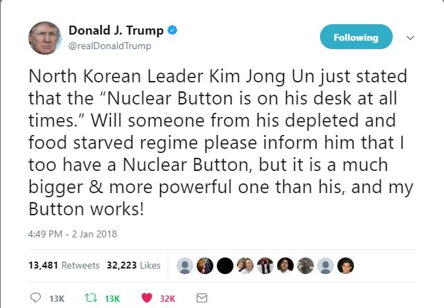 Donald Trump Tweet North Korea