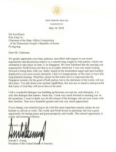 Trump letter to Kim Jong Un