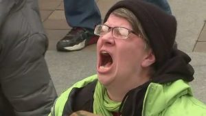 screaming Leftist Progressive woman madness insane